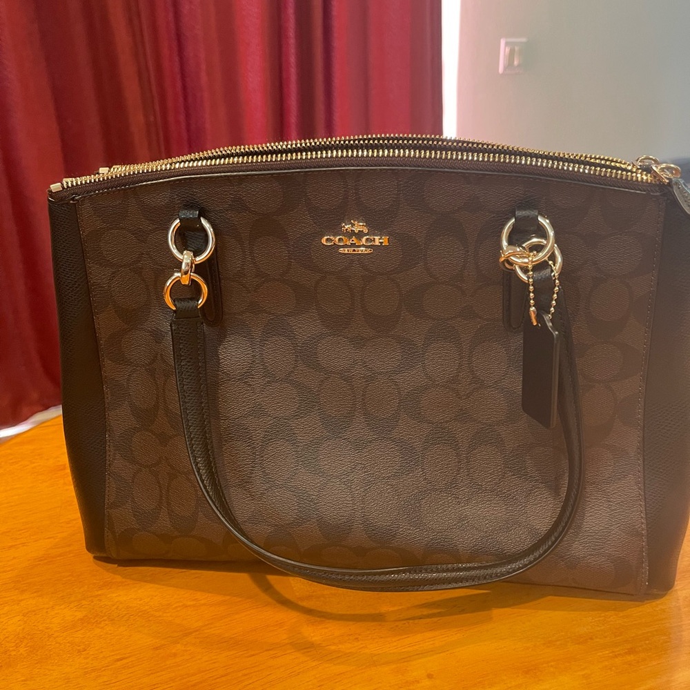 Coach Dark Brown and Black Shoulder Bag